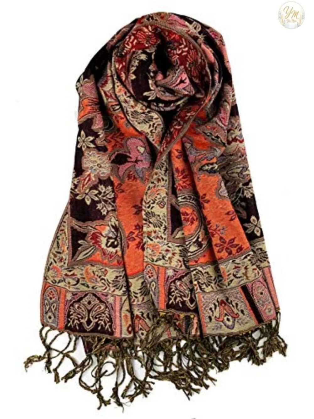 Pashmina Silk Fringe Shawl Wrap Scarf Ethnic Paisley Pattern Womens